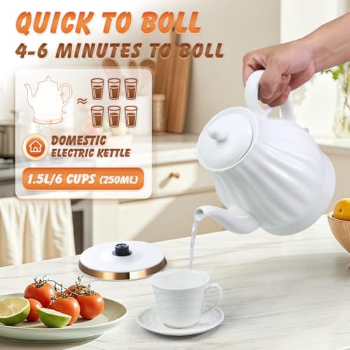 Hervidor eléctrico cerámico 1.5 L 1200W blanco mate miniatura 6
