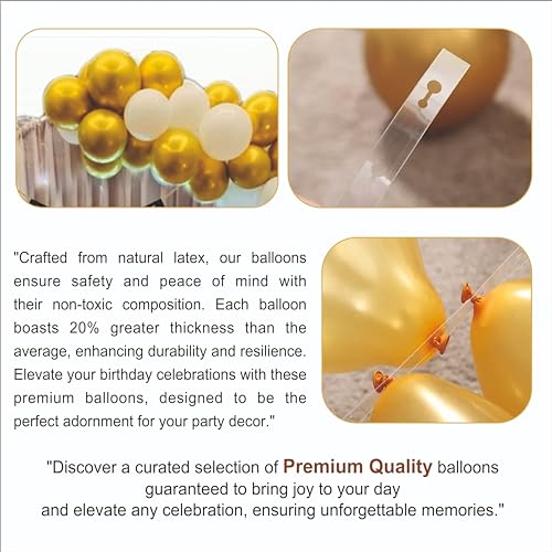 Image of Happy Birthday Balloons Decoration Kit - 56 Pcs Golden & White Balloons, Chrome Balloons with Happy Birthday Banner | Birthday Party Decoration Set for Celebrations for Kids & Adults