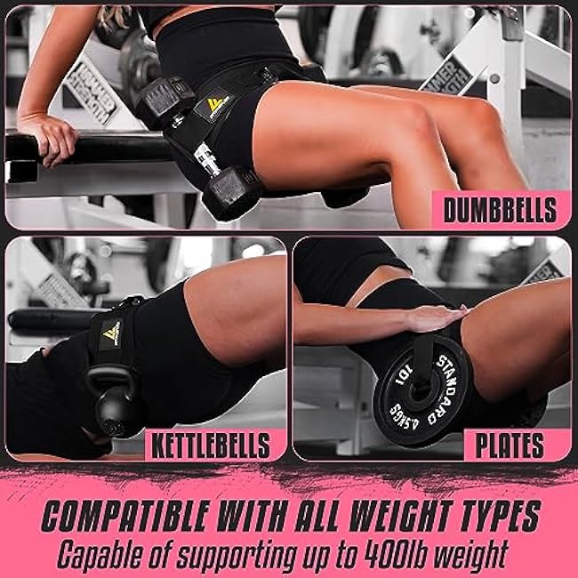 Exercise Hip Thrust Belt for Weights, Glute Workout Equipment, Adjustable Hip Thrust Belt for Dumbbells, Glute Trainer for Home Workouts with Extra Padding, Booty Builder