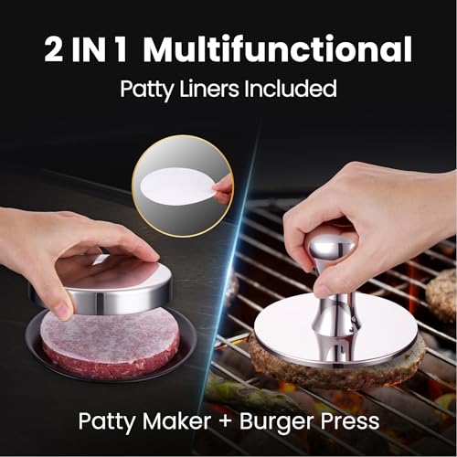 Prensa de hamburguesa 2 en 1 de acero inoxidable miniatura 2