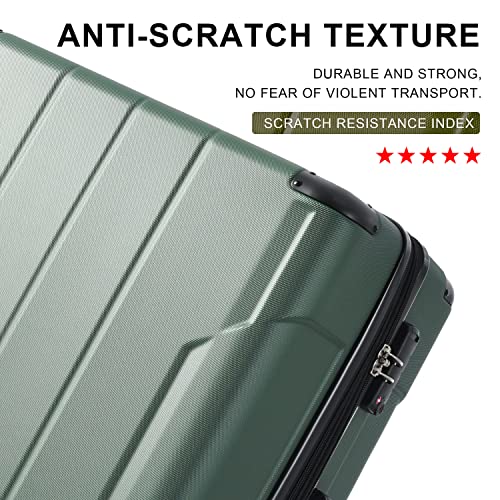 3 Piece ABS Luggage Travel Sets with Spinner Wheels 24'' and 28'' Expandable Suitcase TSA Approved Lock 3-Level Telescopic Handle Corner Protection Shield Green As Shown One Size 5