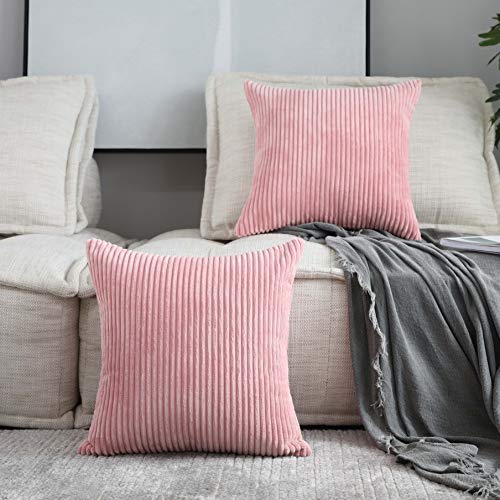 Home Brilliant Decor Pillow Covers Decoration Supersoft Striped Velvet Corduroy Decorative Throw Toss