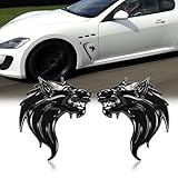 TOMALL 3D Wolf Head Metal Emblem for Motorcycles Side Fender, Rear Trunk Badge Stickers, Animal Decals - All Car Models Racing Sports Decoration Accessories - 2pcs Black Titanium