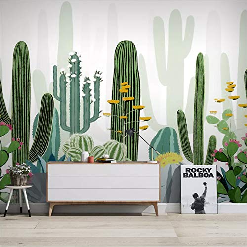 Fresque de plantes tropicales pour fond TV de salon style scandinave