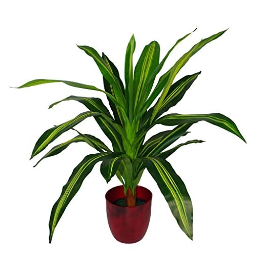 Leaf Konstgjord växt drake, stor, 90 cm, grön, LEAF-7074, 90 cm varierad