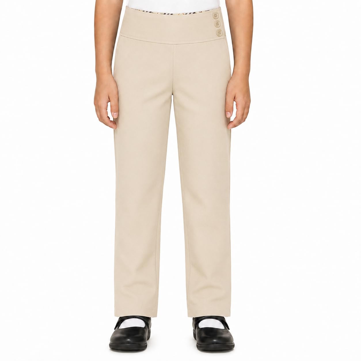 Bienzoe Adjustable Waist Girls Pants: School Uniform Straight Leg