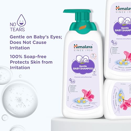 Image of Himalaya Gentle Baby Shampoo 400ml with Hibiscus, Chickpea | No Tears | pH 5.5 | No.1 Doctor Recommended Brand | Cleanses, Softens & Nourishes hair | Safe for Newborns | Hypoallergenic (Pack of 5)