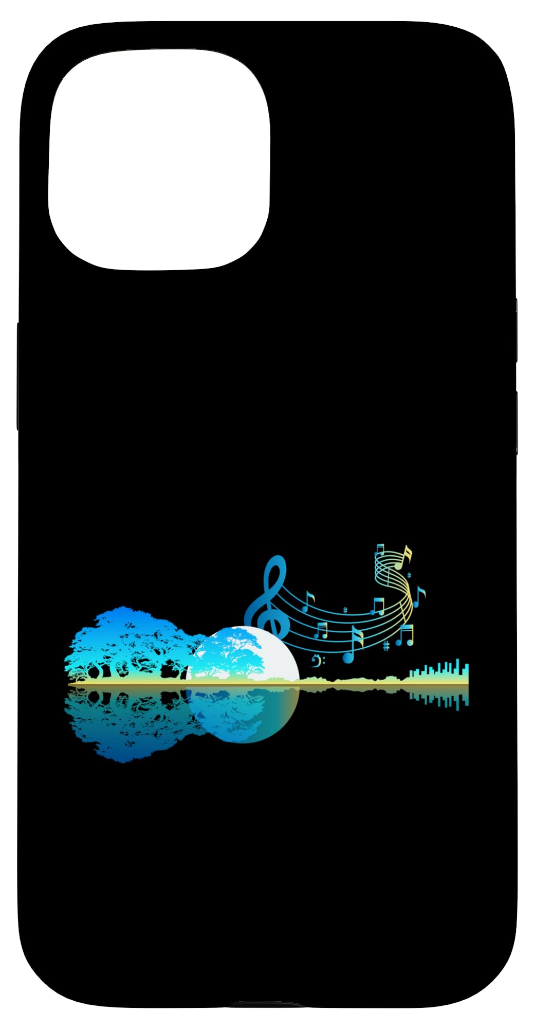 Guitar Lake Shadow Music Notes Musician Moon Guitar lovers Case for iPhone 15