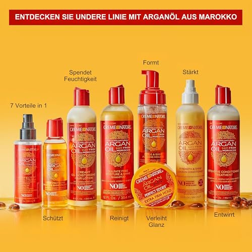 Creme Of Nature Argan Oil Heat Protector Hitzeschutz, Feuchtigkeitsspendend und Glanzgebend mit Arganöl, Pflege für alle Haartypen - 118 ml