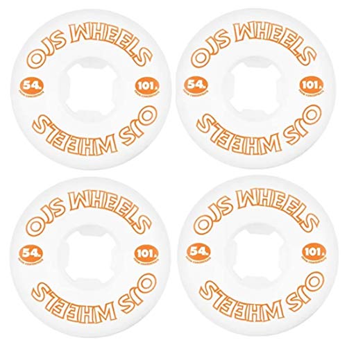OJ Wheels Skate Concentrate Hardline 101a Skateboard Wheels (54 mm 101 a, wit-oranje)