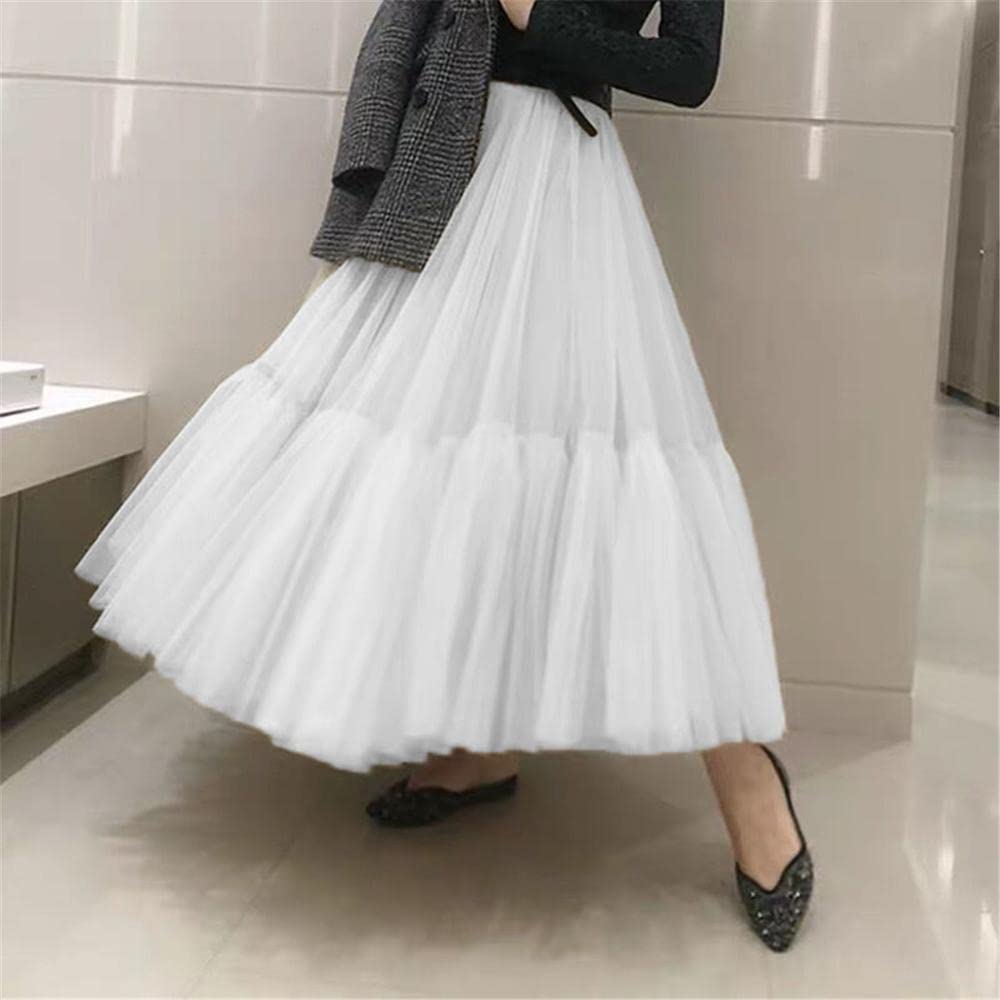HUFFA 90 Cm Runway Luxus Weicher Tüllrock Handgefertigter Maxi Langer Faltenrock Damen Vintage Petticoat