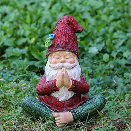Smadeer Garden Gnome Statue In Yoga Pose For Outdoor Decor,Yoga Gnomes Figurine With Solar Lights For Patio Lawn Yard Garden Outdoor Decoration,Praying Gnome Knome Sculpture And Statue Ornament #TOP4