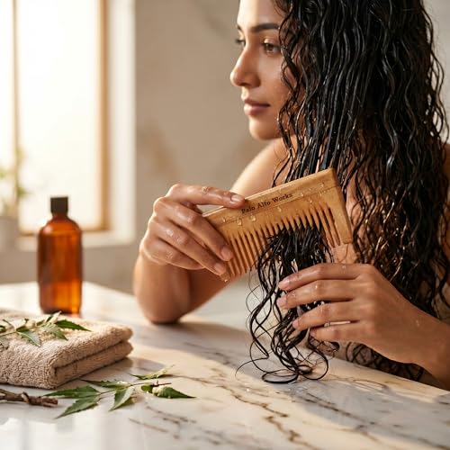 Peine de madera natural 15.75 cm con aceite de jojoba miniatura 6