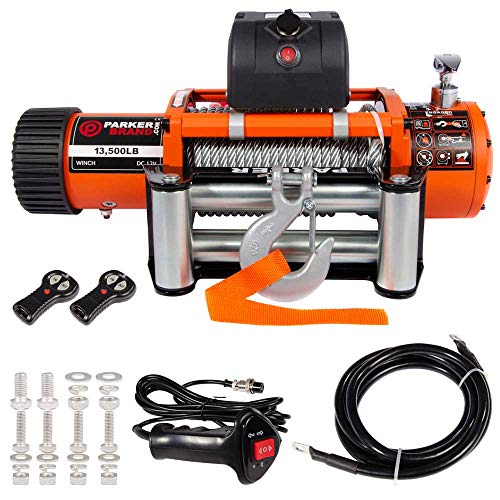 ParkerBrand.com 12V Winch - Heavy Duty - 13,500lbs