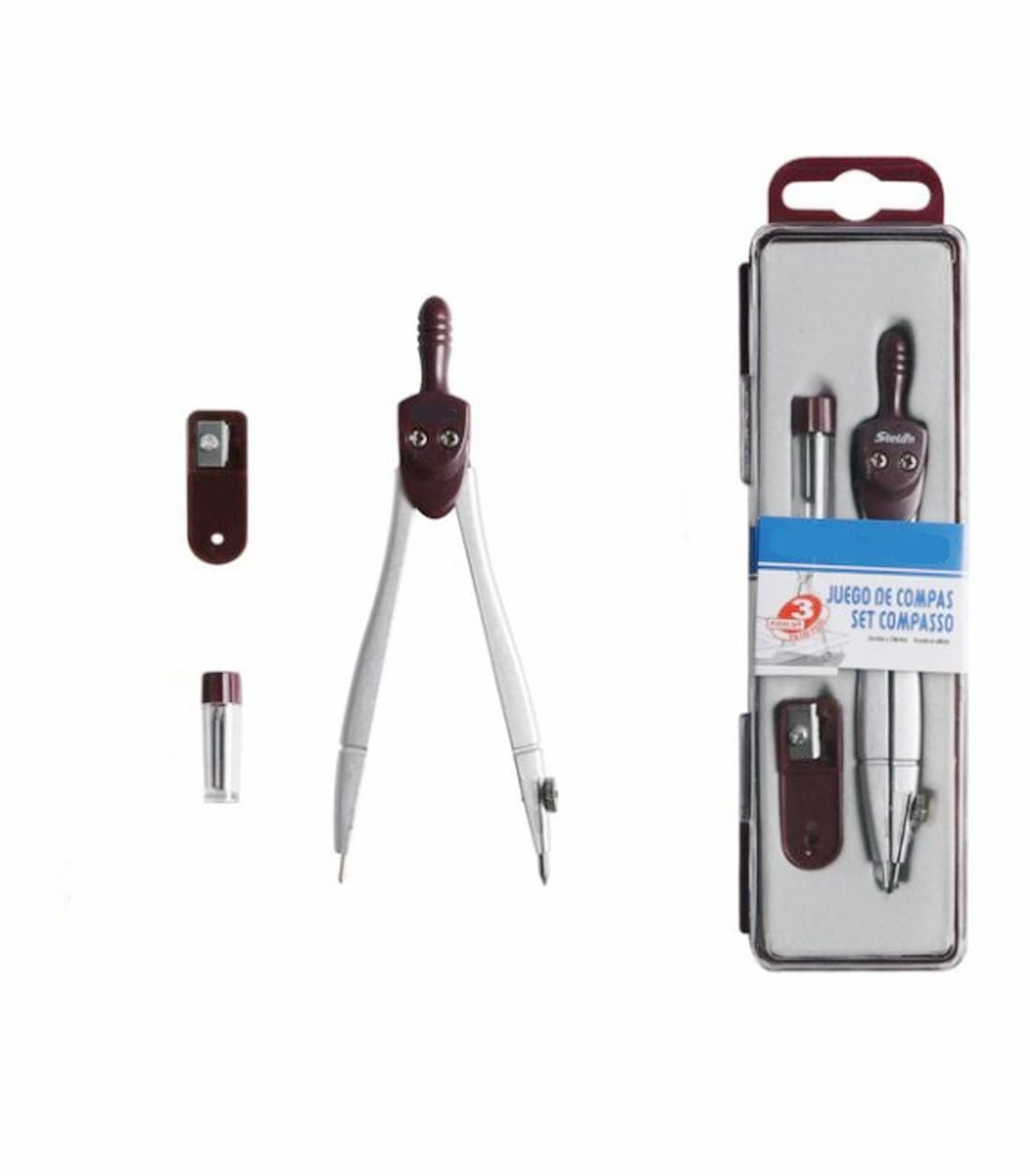 Compasso Da Disegno Metallico Con Mine Di Ricambio - Kit 3 Pezzi | Per Scuola, Ufficio E Fai Da Te - Foto 8