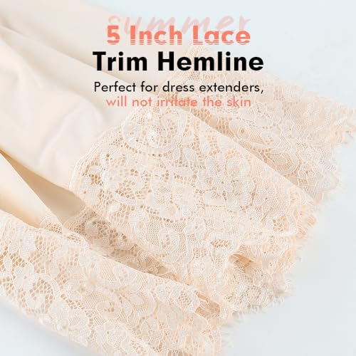 Image of MANCYFIT Half Slips for Women Underskirt Dress Extender Lace Trim Knee Length Midi Skirt