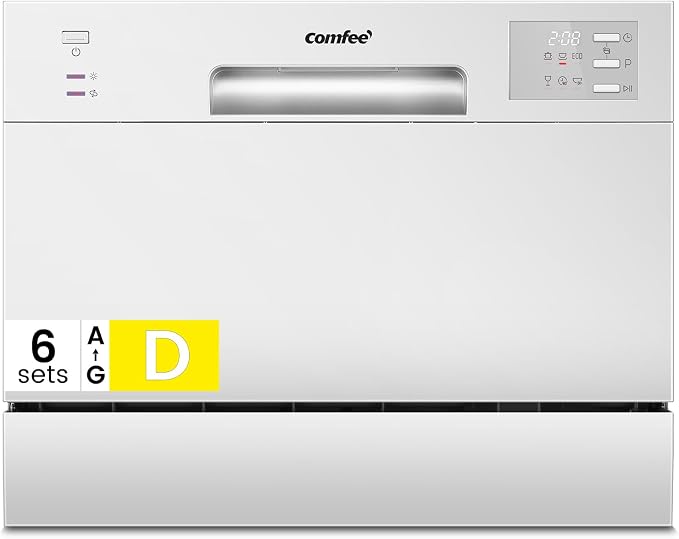 COMFEE' CDWMT0602EWD-EU Lavavajillas Compacto, 6 Cubiertos, 6 Programas