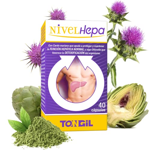 Nivelhepa 40 Cápsulas | Cardo Mariano, Extracto de Alcachofa, Colina, Chlorella, SAMe y Glutation | Protección y Desintoxicación para el Hígado | Detox para el Higado de TONGIL