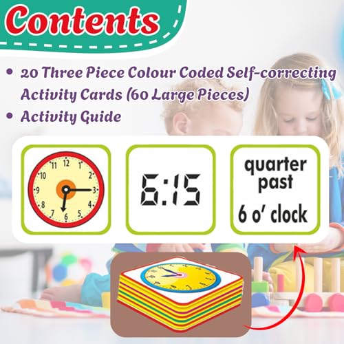 Image of Creative's Time Match | Match Analogue Digital and time in Words | Reading & Telling Time for Kids| Different Matching Activities for Kids | Match Analogue & Digital Time| 60 Piece Card | Ages 5 & Up