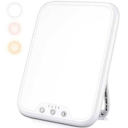 Light Therapy Lamp, 10000 Lux LED Therapy Light with 3 Color Temperature & Stepless Brightness & Smart Memory & 4 Timer Setting Function, Ultra-Large Light Surface Sunlight Lamp for Home/Office Use
