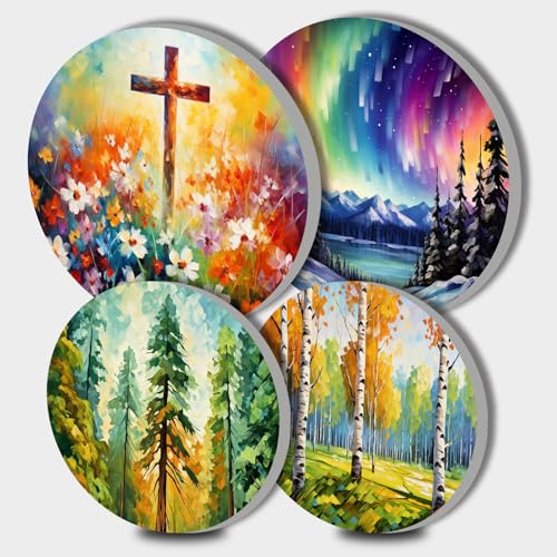 Tucocoo Stove Burner Covers, Hippy Roosters Gas Stove Burner Covers Set of 4, 8 Inches and 10 Inches Stove Top Covers for Electric Stove Metal Stove Cover, Farmhouse Chickens Colorful Kitchen Decor