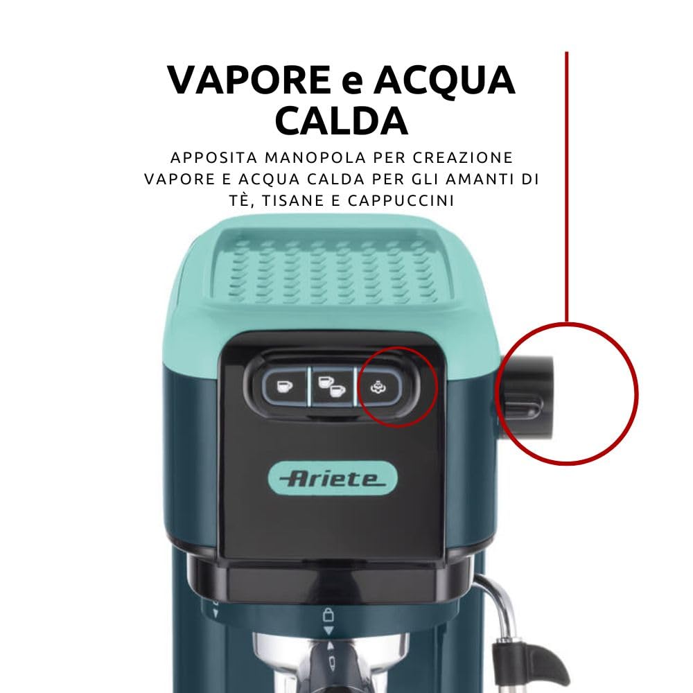 Ariete 1399 Machine à expresso Light Aquamarine, Pour