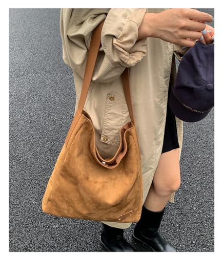 Slouchy Suede Bucket Hobo Bags Women Trendy Underarm Shoulder Bag Crescent Crossbody Purses Cute Travel Tote Handbag 20252