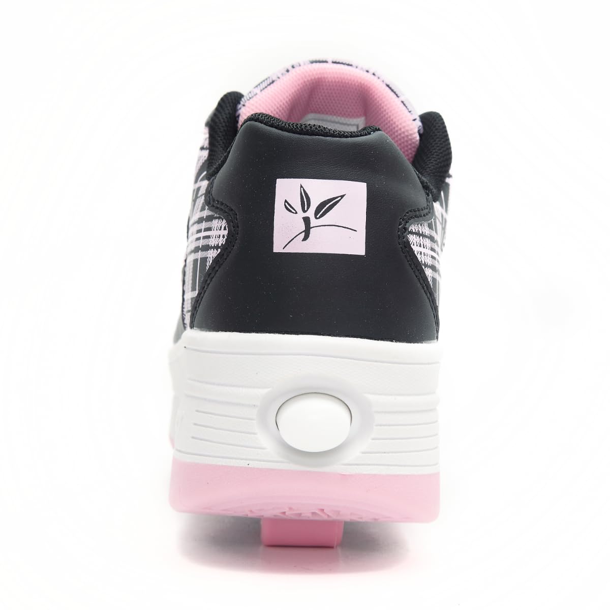 Ragazzi Ragazze Scarpe da Skateboard con 2 Ruote Automatiche, Pattini a rotelle per Bambini con Doppie Ruote, Scarpe da Fitness per Esterno Sneakers, Nero-Rosa, Nero-Bianco, 31-39 EU