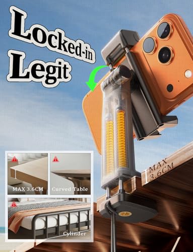 LISEN Airplane Phone Holder with Light, Universal Phone Mount for Desk, 360 and 180 Degree Tilt Adjustable Clamp Holder with Cold Shoe, 1/4 Inch Screw Mount - image 6