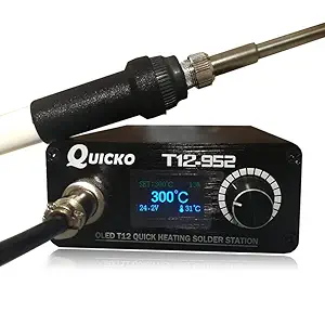 QUICKO T12 Soldering Iron Station OLED Display Temperature Controller Electronic Welding Iron Tips Handle Aluminum Alloy Case Power Equipments 110V T12-ILS JL02 KU BL BC1 Sting (SET5)