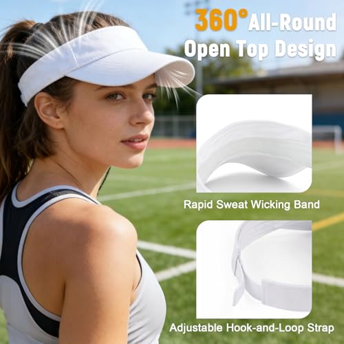 Image of Structured Brim Quick-Dry Sun Visor Hat,Lightweight Sun Protection Sports Visor for Running Golf Tennis Women
