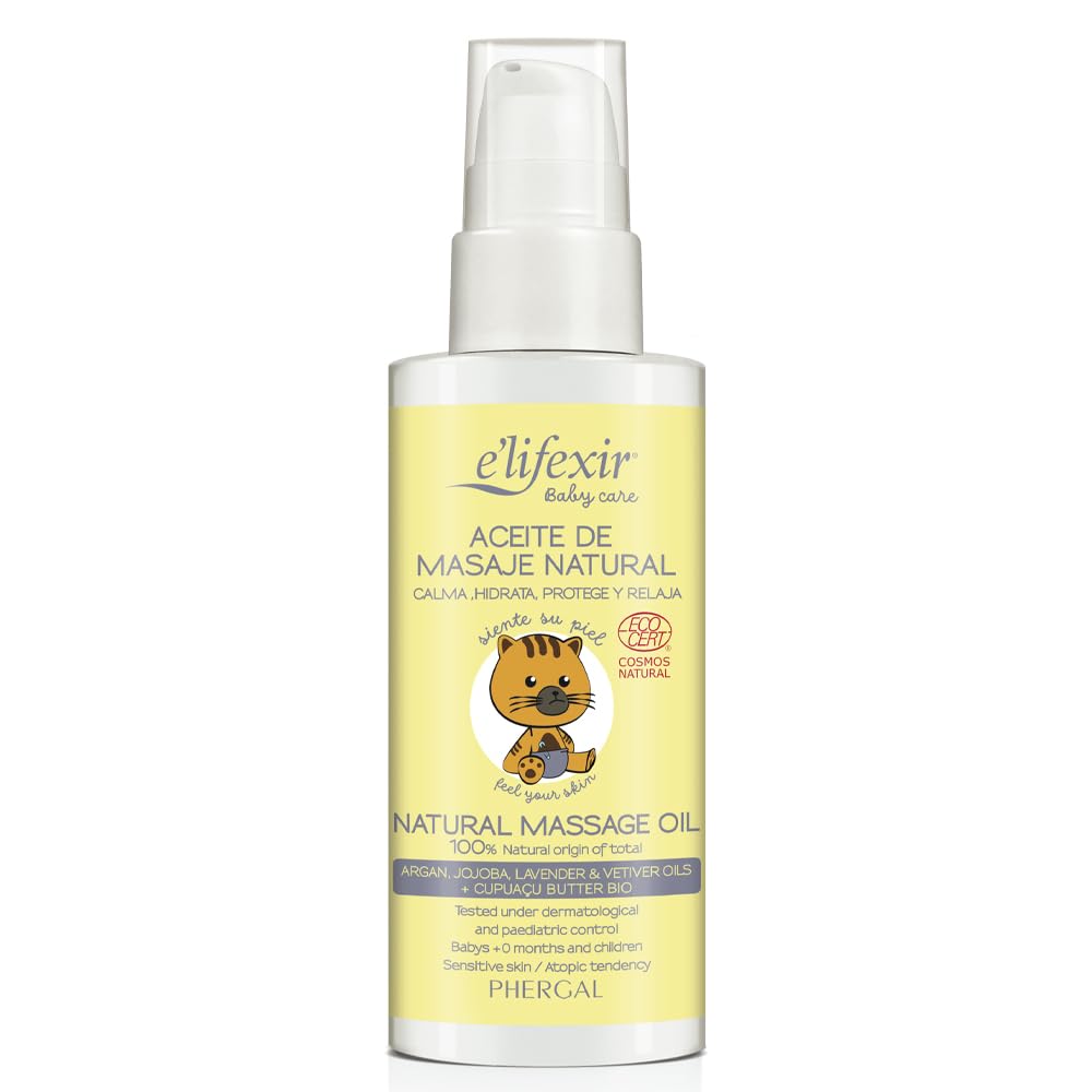 Elifexir Baby Care Aceite Masaje Natural para Bebé, Hidrata Intensamente, Calma y Relaja, 100% Ingredientes Naturales, Uso Desde el Nacimiento, Apto Piel Sensible, 100 ml