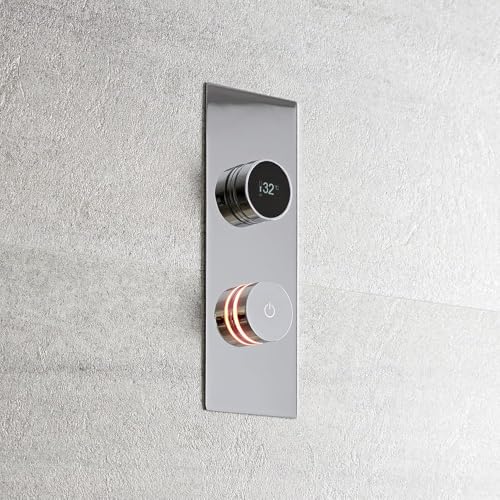 Milano Vis Digital 3 Outlet Thermostatic Mixer Concealed Shower Valve Rectangular Backplate - Chrome