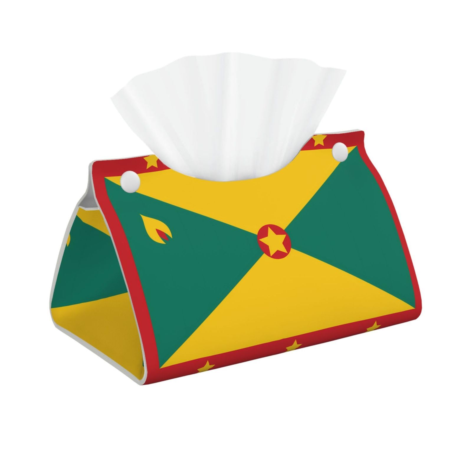 Flag of Grenada Long Leather Tissue Box Cover-Waterproof PU Leather Tissue Holder for Bathroom, Decorative Rectangular Tissue Case