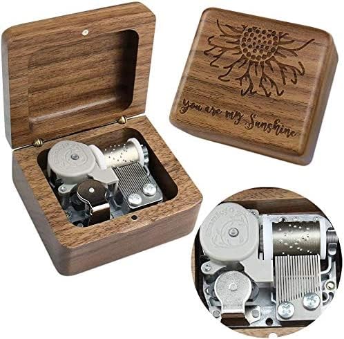 Sinzyo You Are My Sunshine Scatola Musicale Vintage in Legno Movimento a orologeria Regalo di Natale San Valentino Compleanno (Scatola in Legno di Noce)