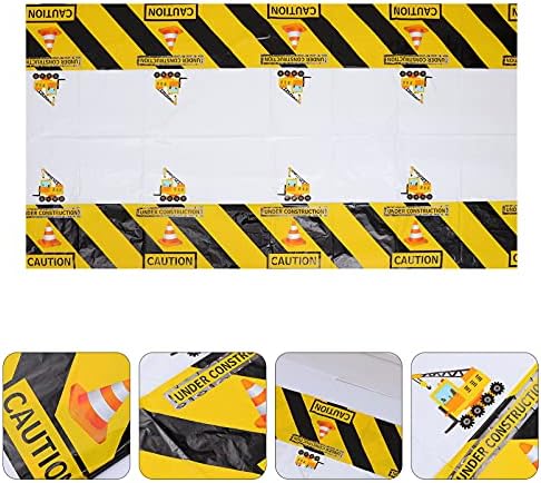 VALICLUD Construction Tablecloth Boys Plastic Disposable Table Cover Table Clothes Party Table Runner Dresser Scarf for Birthday Dump Truck Theme Parties Dinner Yellow