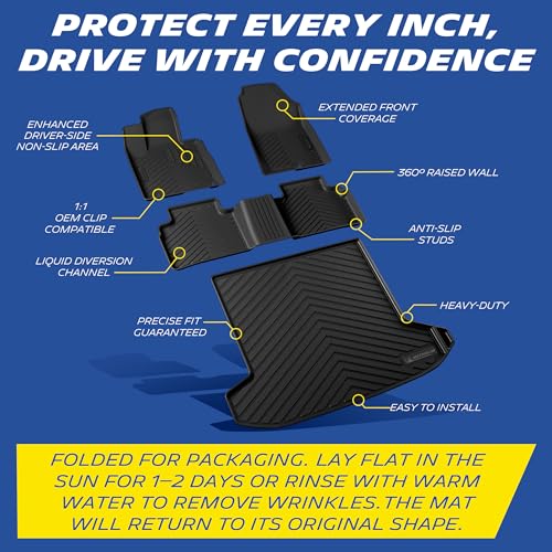 Image of Michelin Vehicle Mats for 2022-2026 Hyundai Tucson Gas (4 Piece) | Not Fit Hybrid or PHEV, All-Weather TPE Custom Fit Liner, Premier