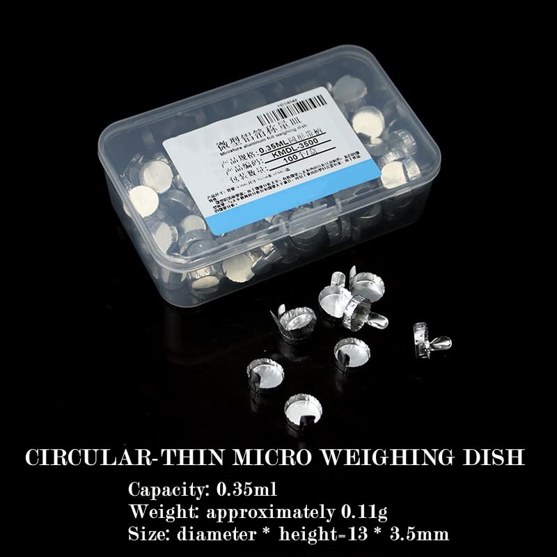 Mikro szalki wagowe z folii aluminiowej – 100 szt. do laboratoryjnej wagi analitycznej – 0,35 ml/1,12 ml/10 ml – lekkie i trwałe(0.35ml-Circular-Thin)