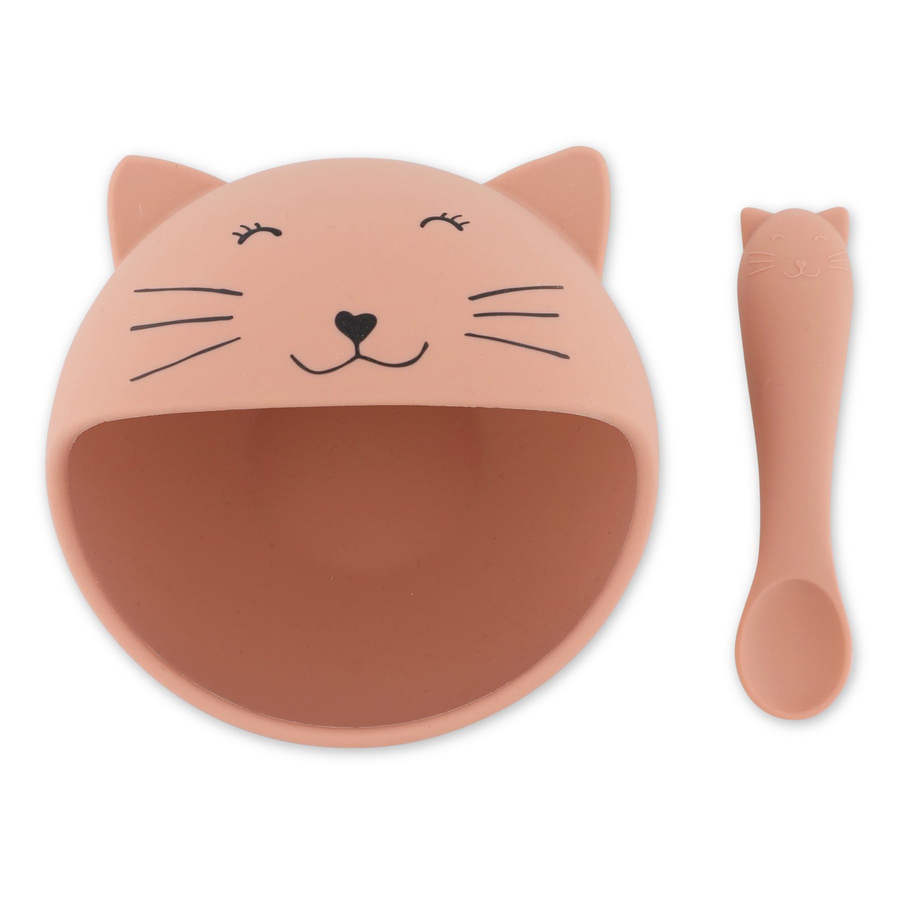 Trixie Baby zestaw obiadowy silikonowy Mrs. Cat z przyssawką i łyżeczką dla niemowląt