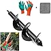 Produktbild LIUMY Gartenbohrer Erdbohrer Ø 80 mm, Spiralbohrer für den Garten, praktisches Pflanzenwerkzeug, Pflanzpflanze mit Baum, Hex mit Blumen (80 x 300 mm), 2 Handschuhe, 1 Handtuch