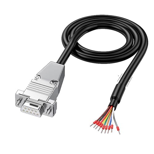 Jienk 6.56ft 24AWG DB9 Hembra RS232 9 Pin Serial Cable de extensión serial, 9-Pin conector chapado en oro con cable abierto de extremo de alambre