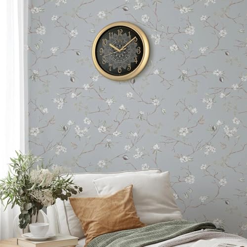 Image of Seiko Henna Wall Clock, Black & Gold, 13 Inches