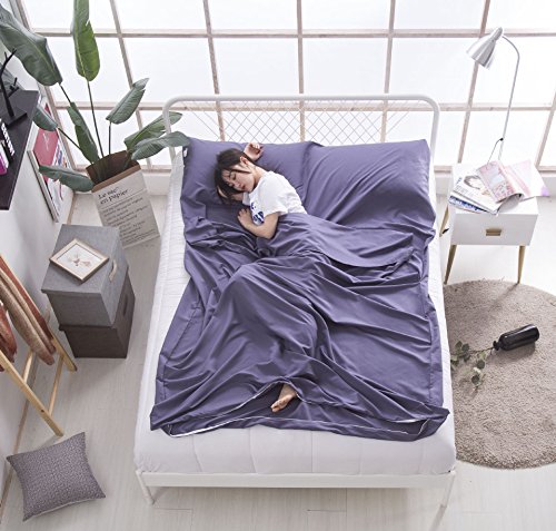Nvzi Cotton Sleeping Bag Liner Camping Sheets Camping Travel Bed for Youth Outdoor Picnic Travel Sheet for Travel, Youth Hostels, Picnic, Planes, Trains (Cyan, 83