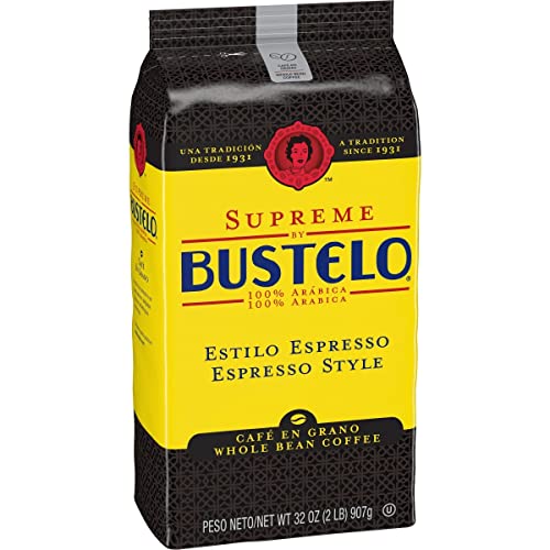 Supreme Bustelo Espresso Style Whole Bean Coffee, Dark Roast, 32 ...