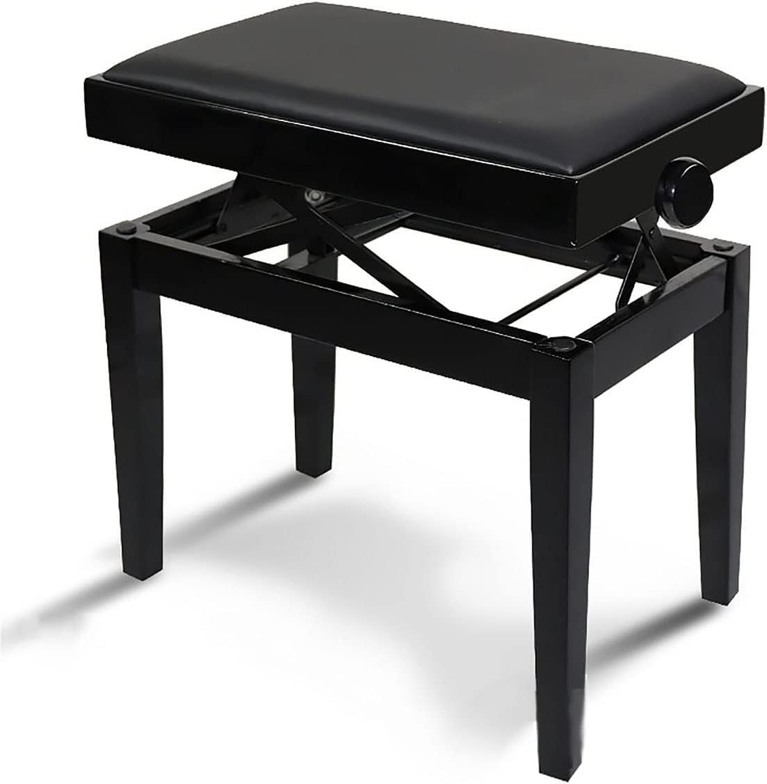 Taburete de Piano para Banquete Familiar， Taburete de tocador， Taburete Acolchado para Piano， taburetes para Teclado， Altura Ajustable de 10 cm， 55 x 33 x 46-56，Black