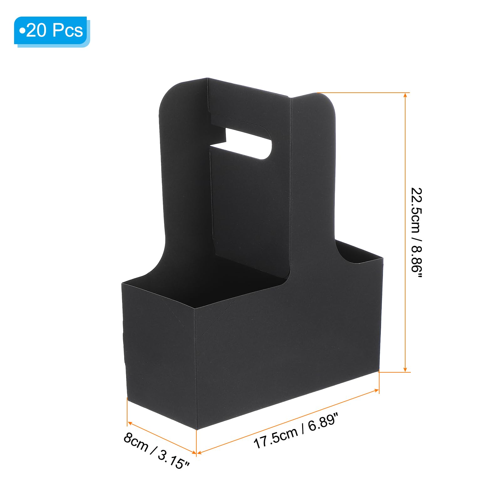 PATIKIL 2 Porte-Gobelets avec Poignée, 20 Pcs Kraft Paperboard à Emporter Porte-Gobelet à Café, Porte-Gobelets Jetables Portables pour Service de Restauration à Emporter, Noir