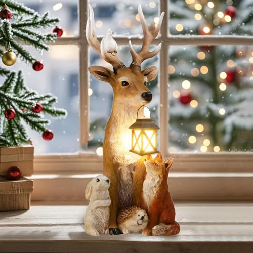 ZeiLaBang Kakadi Weihnachtsdeko Hirsch Mit LED Laterne,Weihnachtsdeko...