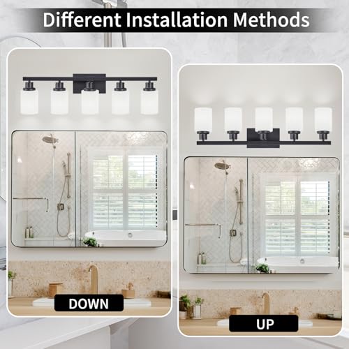 Image of Bathroom Vanity Light Over Mirror 5-Light Batroom Lighting 30in
