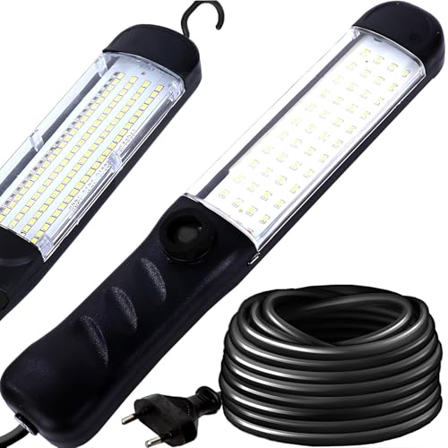 Retoo Arbeitsleuchte 1200 Lumen Handleuchte, Werkstattlampe, Handlampe, Inspektionsleuchte, Werkstattlampe, Baulampe, Leuchtmittel 8m Netzkabel, Lampenkabel, Schalter EU-Stecker