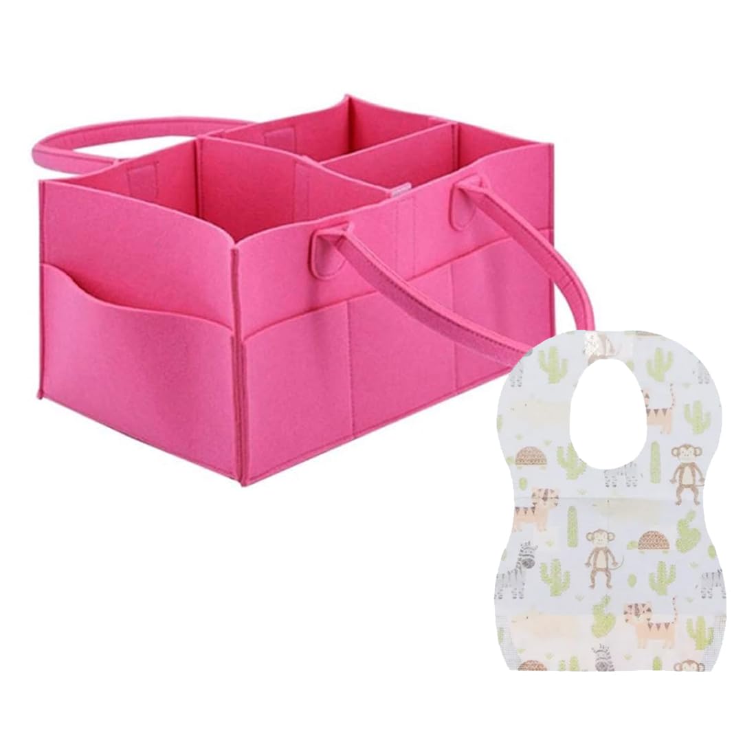 Star BabiesCaddy Diaper Bag Grey Pink w/Disposable Bibs - 10pcs